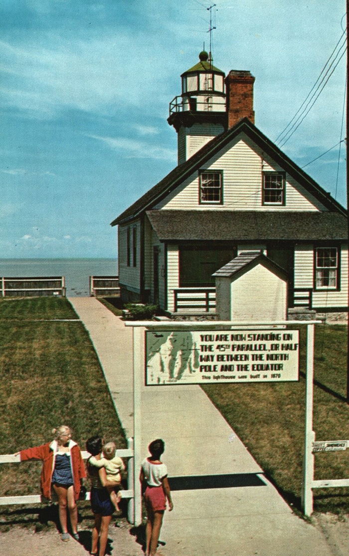 45th Parallel Marker - Vintage Postcard